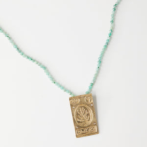 Emerald bead 14k necklace