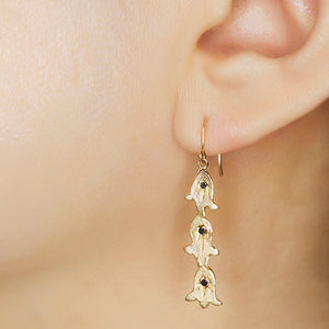 tulip black diamond earrings