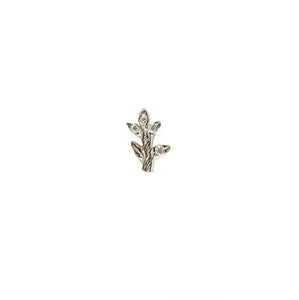 little leaf branch diamond stud - white gold