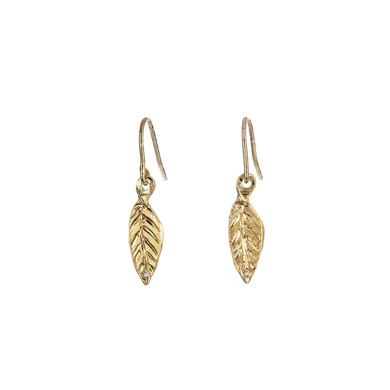 leaf diamond earrings
