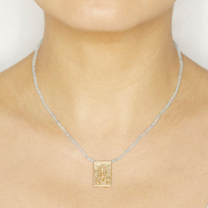Aquamarine bead 14k necklace