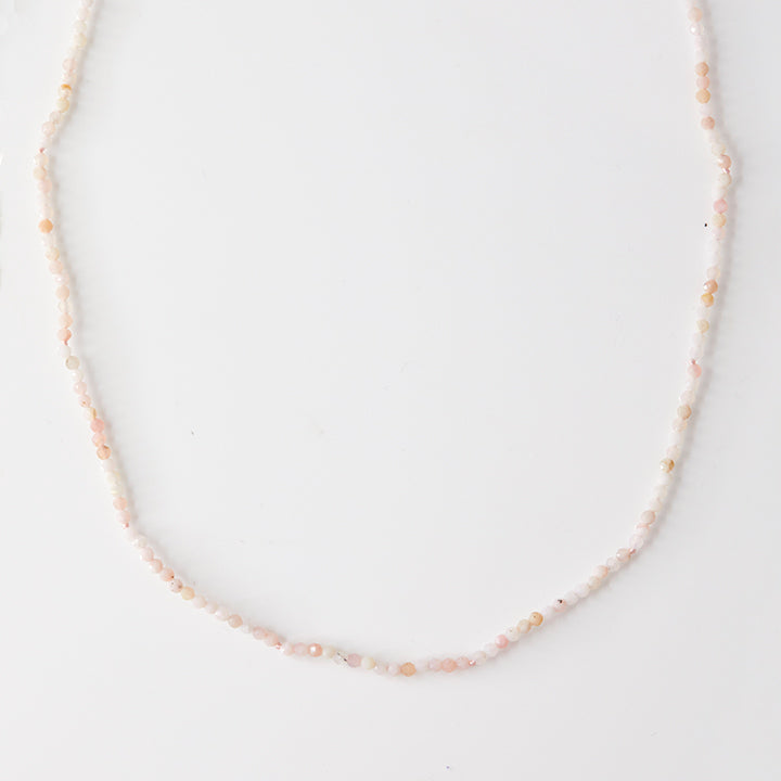 Pink opal bead 14k necklace