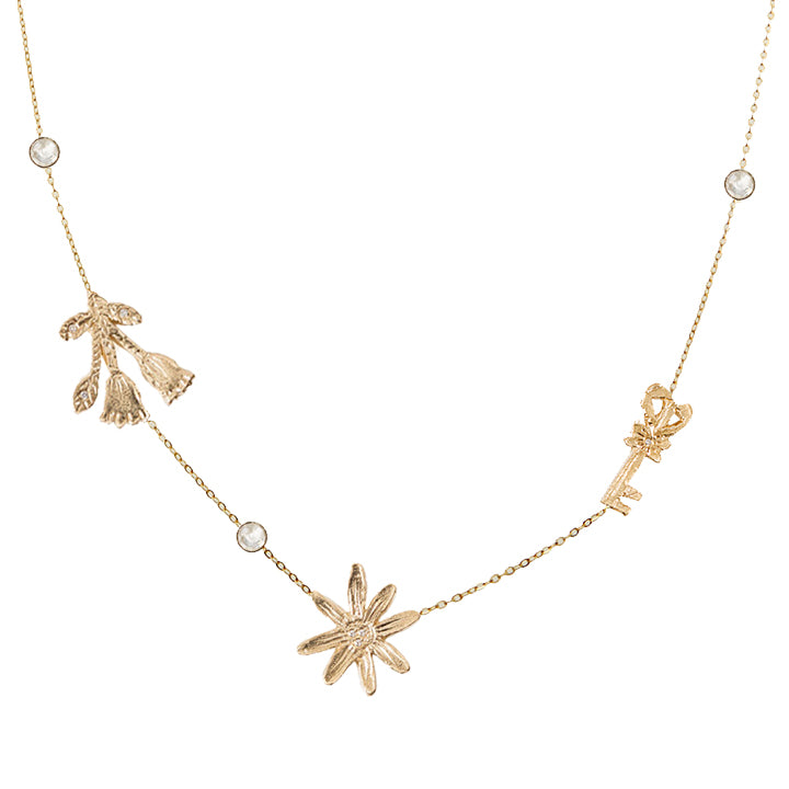 mix floral diamond necklace