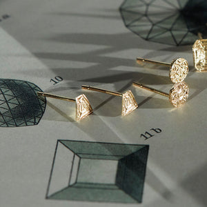 trapezoid diamond shape studs
