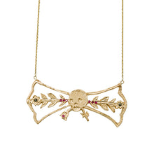 Load image into Gallery viewer, skull bow black diamond and ruby necklace
