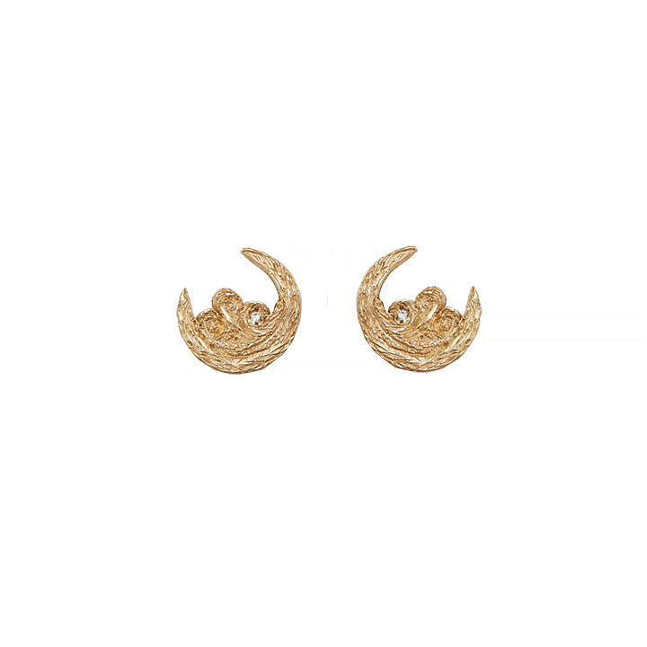 crescent moon ocean wave earrings